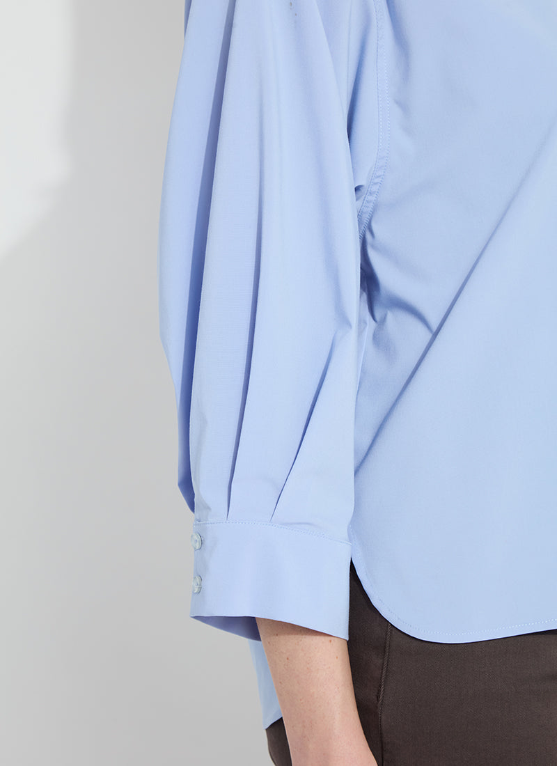 Enid Oversized Cropped Shirt - Blue