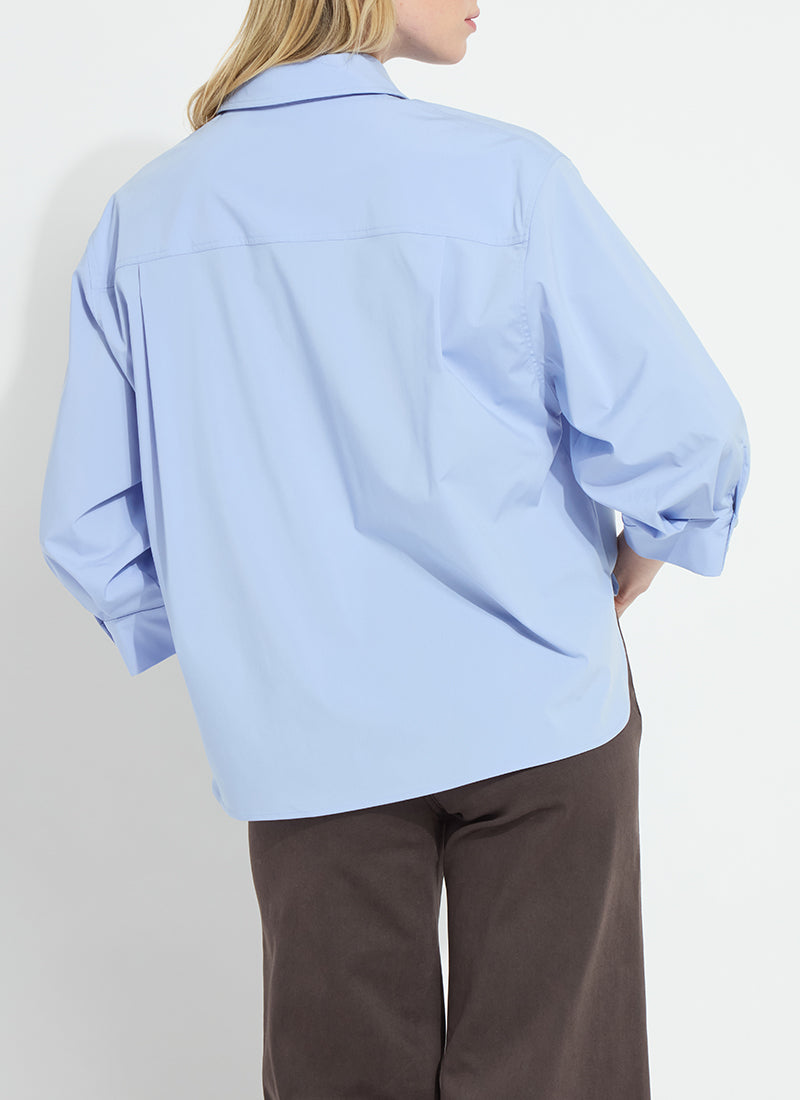 Enid Oversized Cropped Shirt - Blue