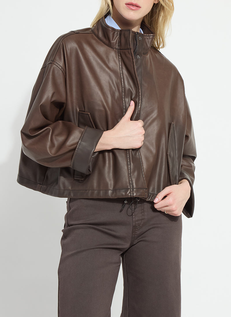 Mina Oversized Vegan Leather Coat - Truffle