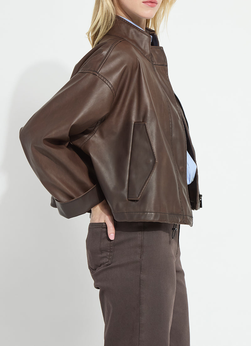 Mina Oversized Vegan Leather Coat - Truffle