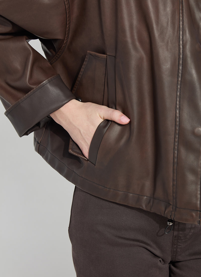Mina Oversized Vegan Leather Coat - Truffle