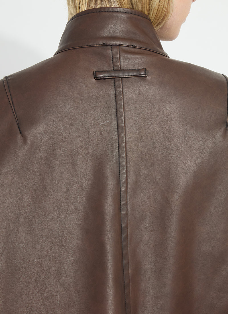 Mina Oversized Vegan Leather Coat - Truffle