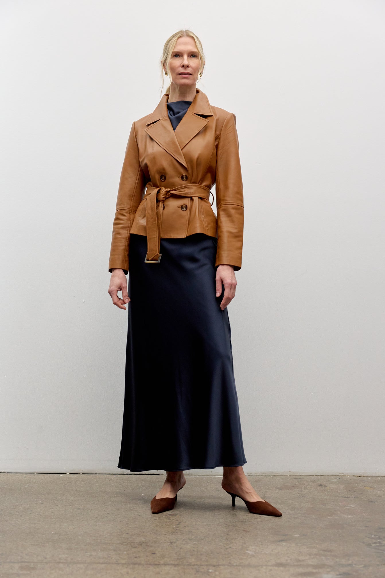 Satin Maxi Slip Skirt - Navy
