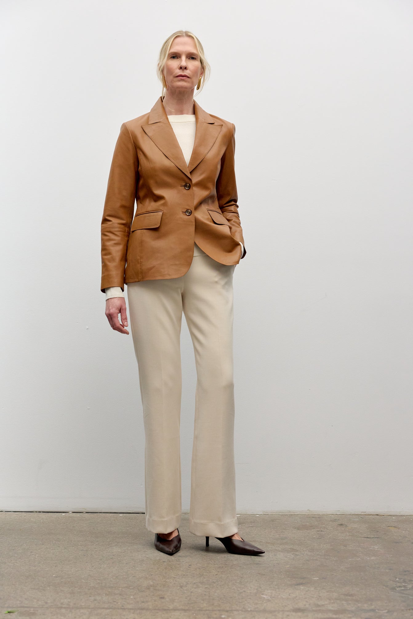 Fitted Leather Jacket - Caramel