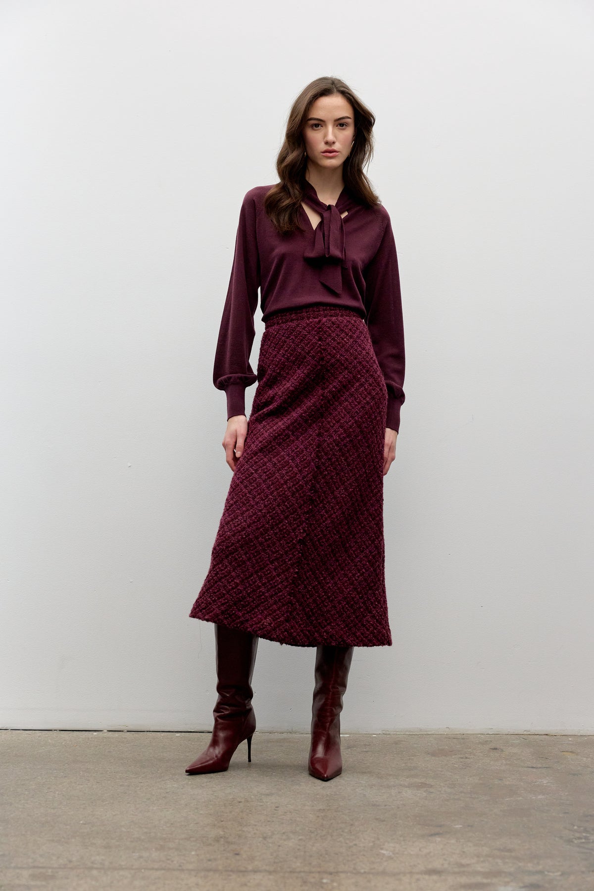 Tweed A Line Skirt - Plum Mix
