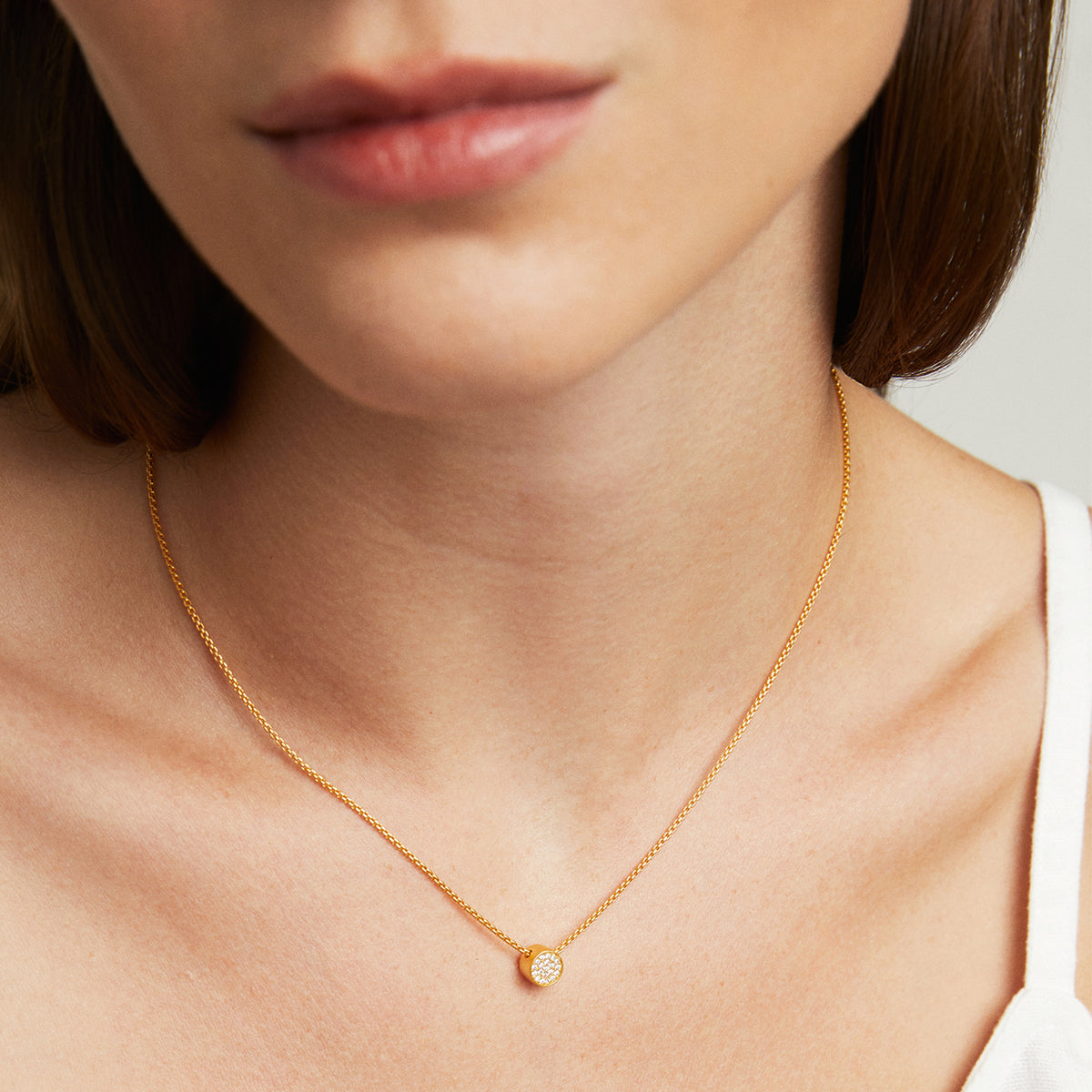 Petit Pave Pendant - Gold