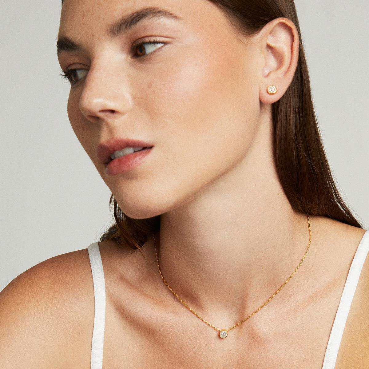 Petit Pave Pendant - Gold