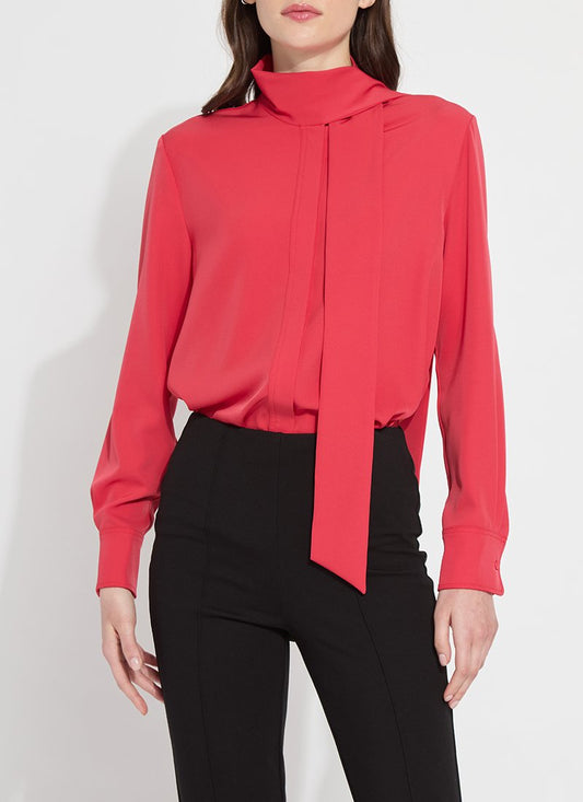 Odette Scarf Neck Shirt - Defined Red