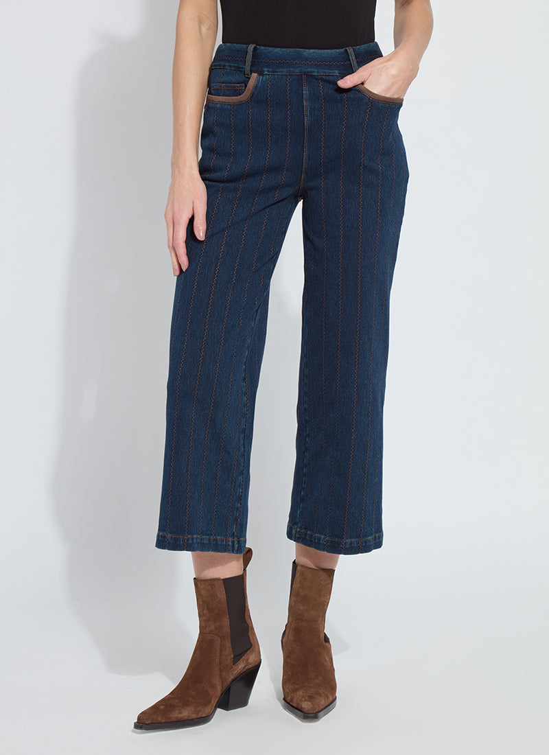 Landon Embroidered Wide Leg Denim - Indigo