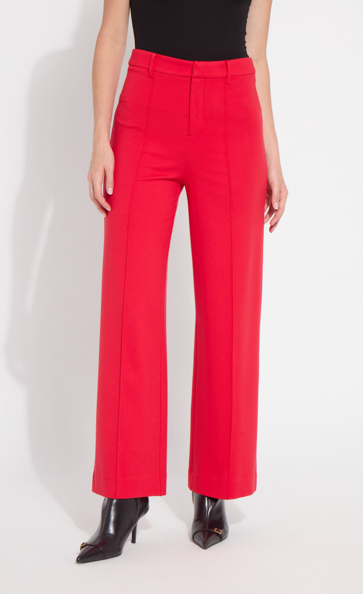 Nadia Zip Front Ponte Trouser - Rouge
