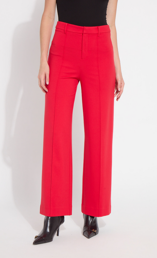 Nadia Zip Front Ponte Trouser - Rouge