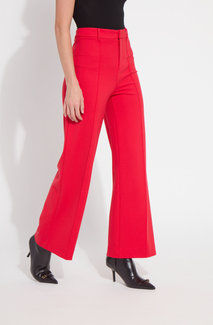 Nadia Zip Front Ponte Trouser - Rouge