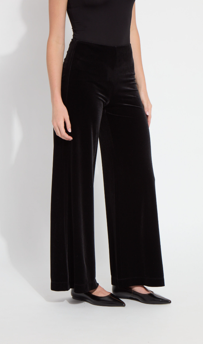 Ellery Hi Waist Flare Velvet Pant - Black