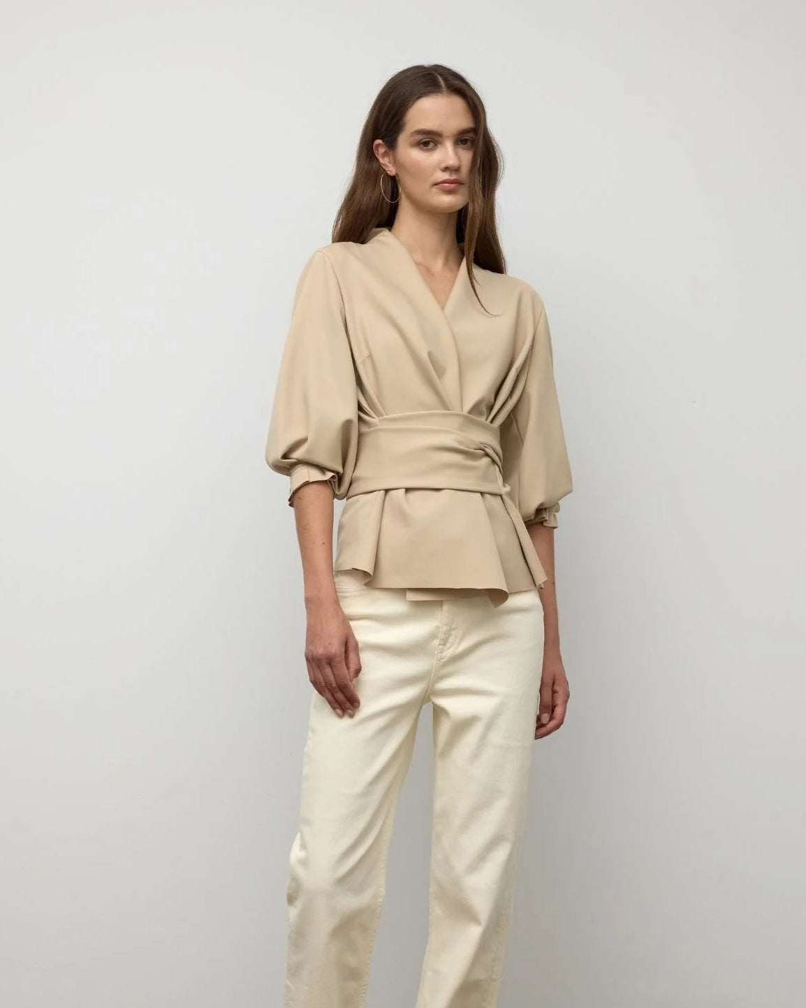 Raw Edge Belted Jacket - Sky Blue