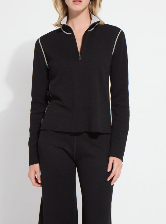Reversible Cashmere Half-Zip Sweater - Black & Grey