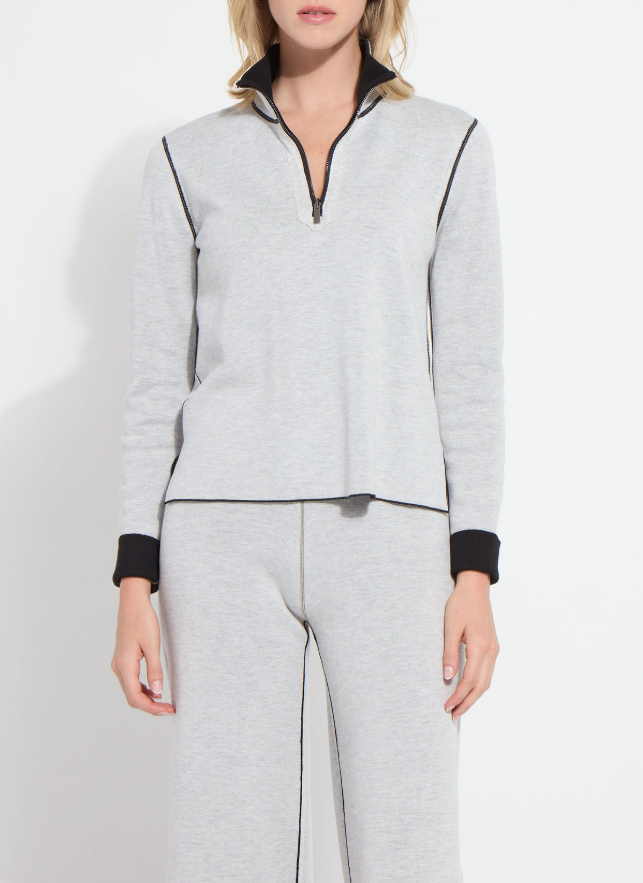 Reversible Cashmere Half-Zip Sweater - Black & Grey