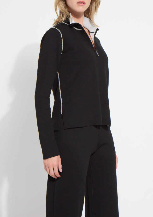 Reversible Cashmere Half-Zip Sweater - Black & Grey