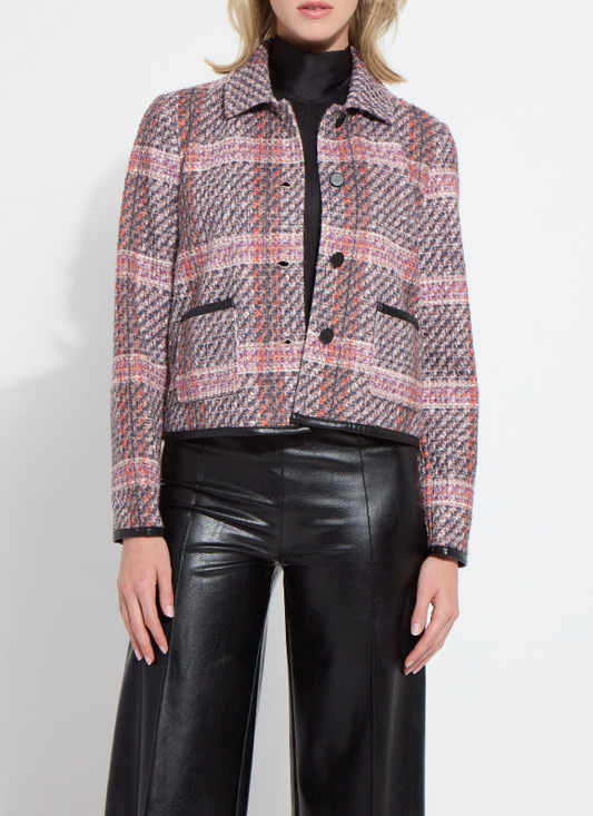 Romina Cropped Tweed Jacket - Rouge Plaid