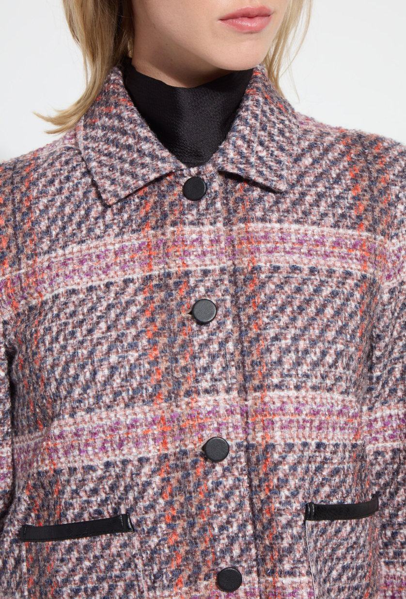 Romina Cropped Tweed Jacket - Rouge Plaid