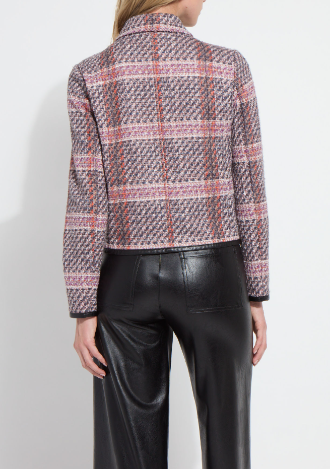 Romina Cropped Tweed Jacket - Rouge Plaid