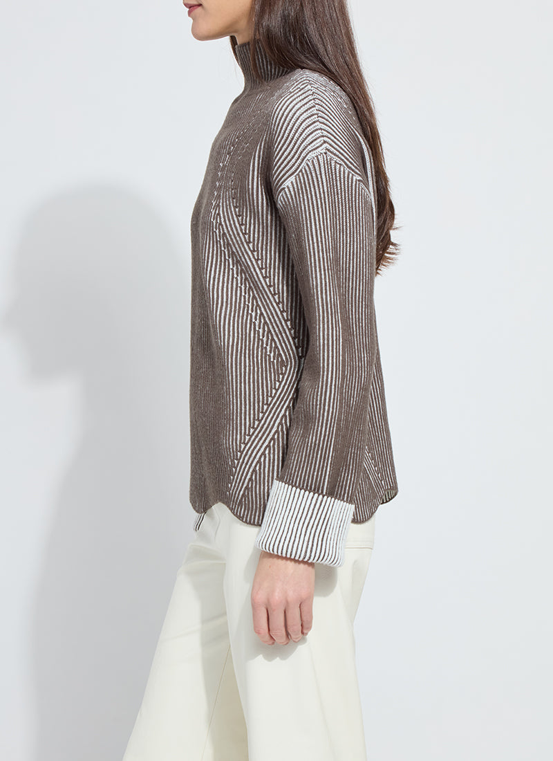 Hyacinth Rib Scallop Edge Pullover - Americano/Snow White