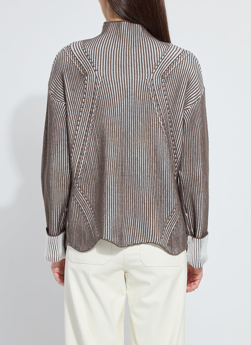 Hyacinth Rib Scallop Edge Pullover - Americano/Snow White