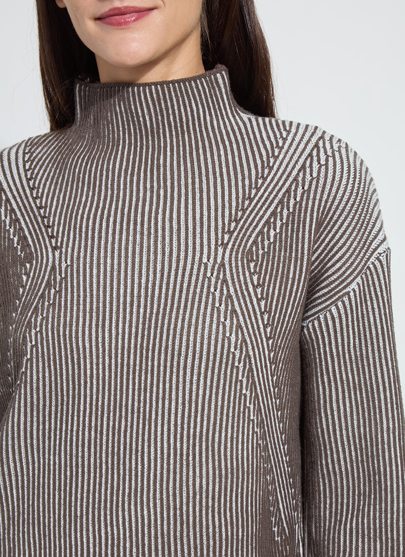 Hyacinth Rib Scallop Edge Pullover - Americano/Snow White