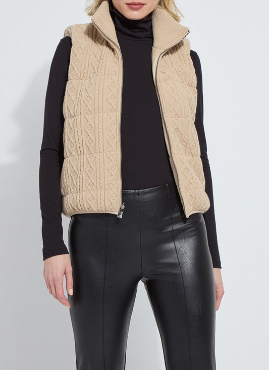 Petra Reversible Puffer Sweater Vest - Blond Wood