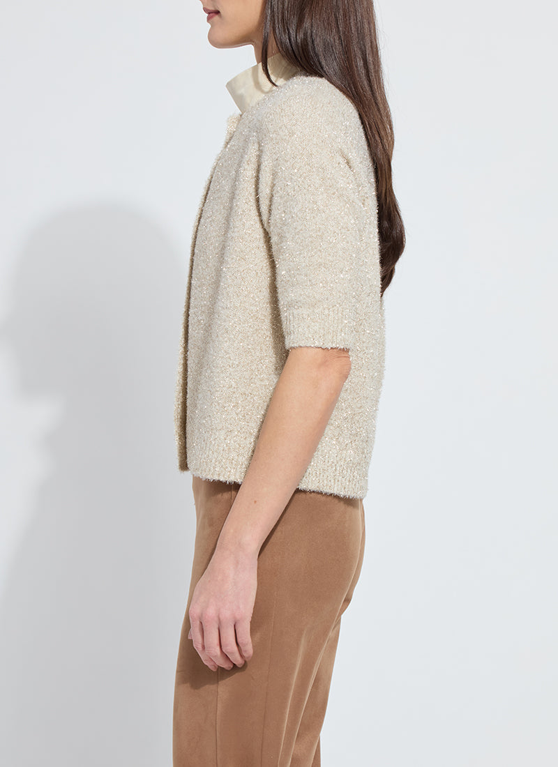 Kennedy Lurex Feather Cardigan - Silky Cream