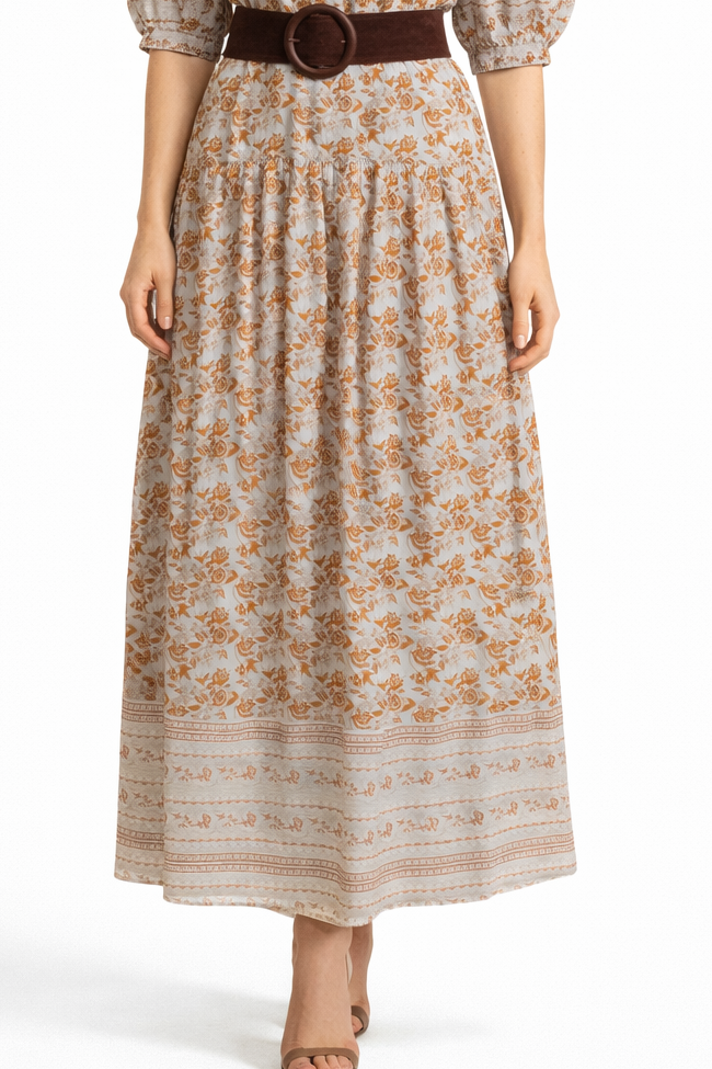Lauren Cotton Voile Skirt - Sky Print