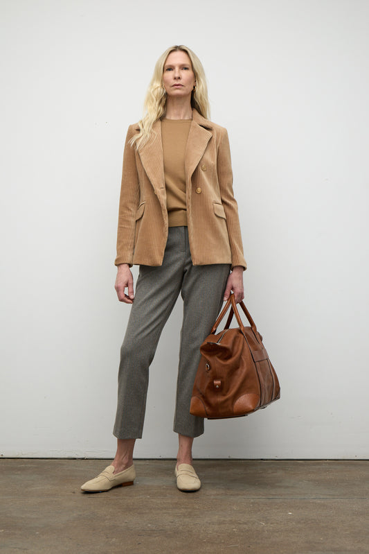 Corduroy Double Breast Jacket - Camel