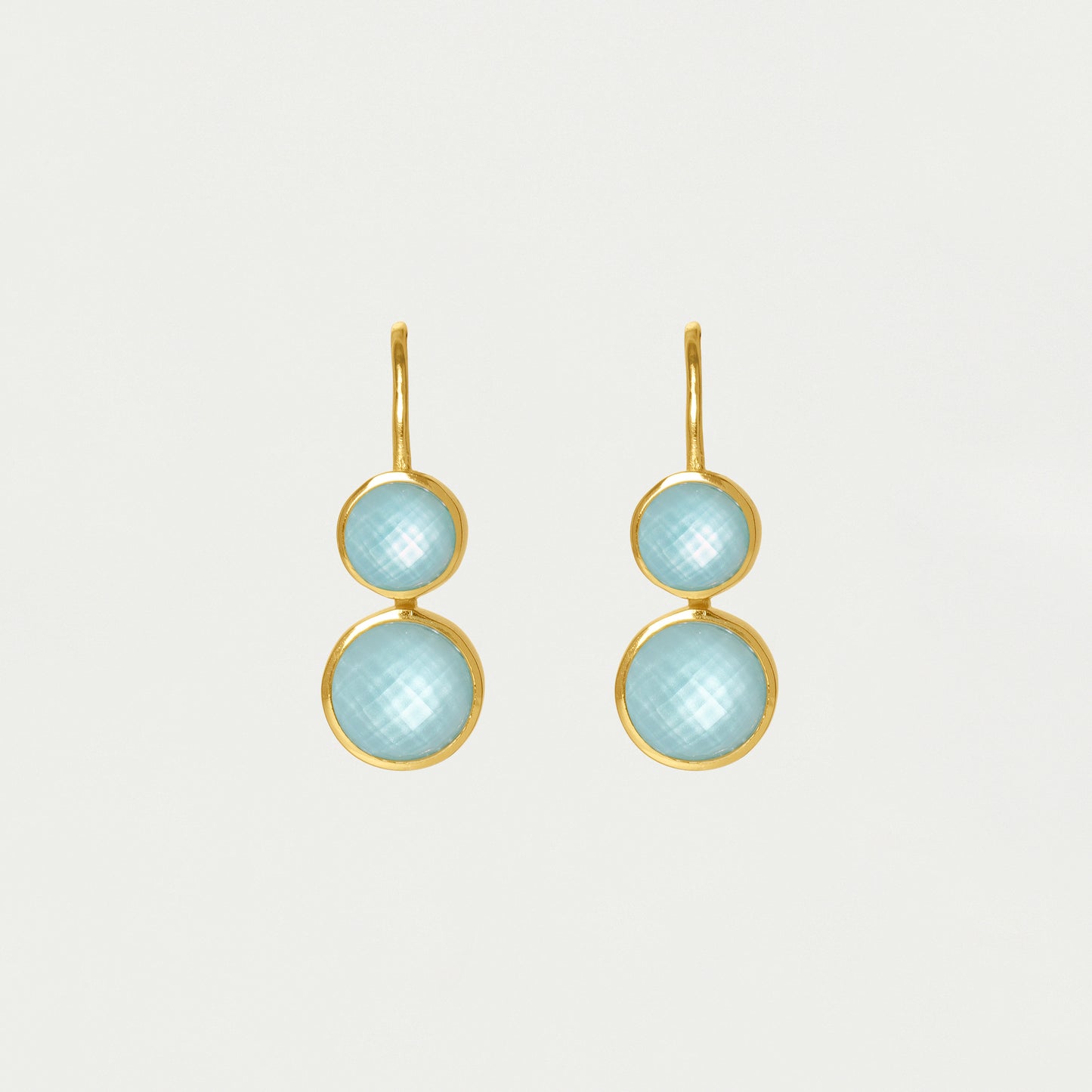 Tulum Double Droplet Earrings - Iridescent Sky Blue/Gold