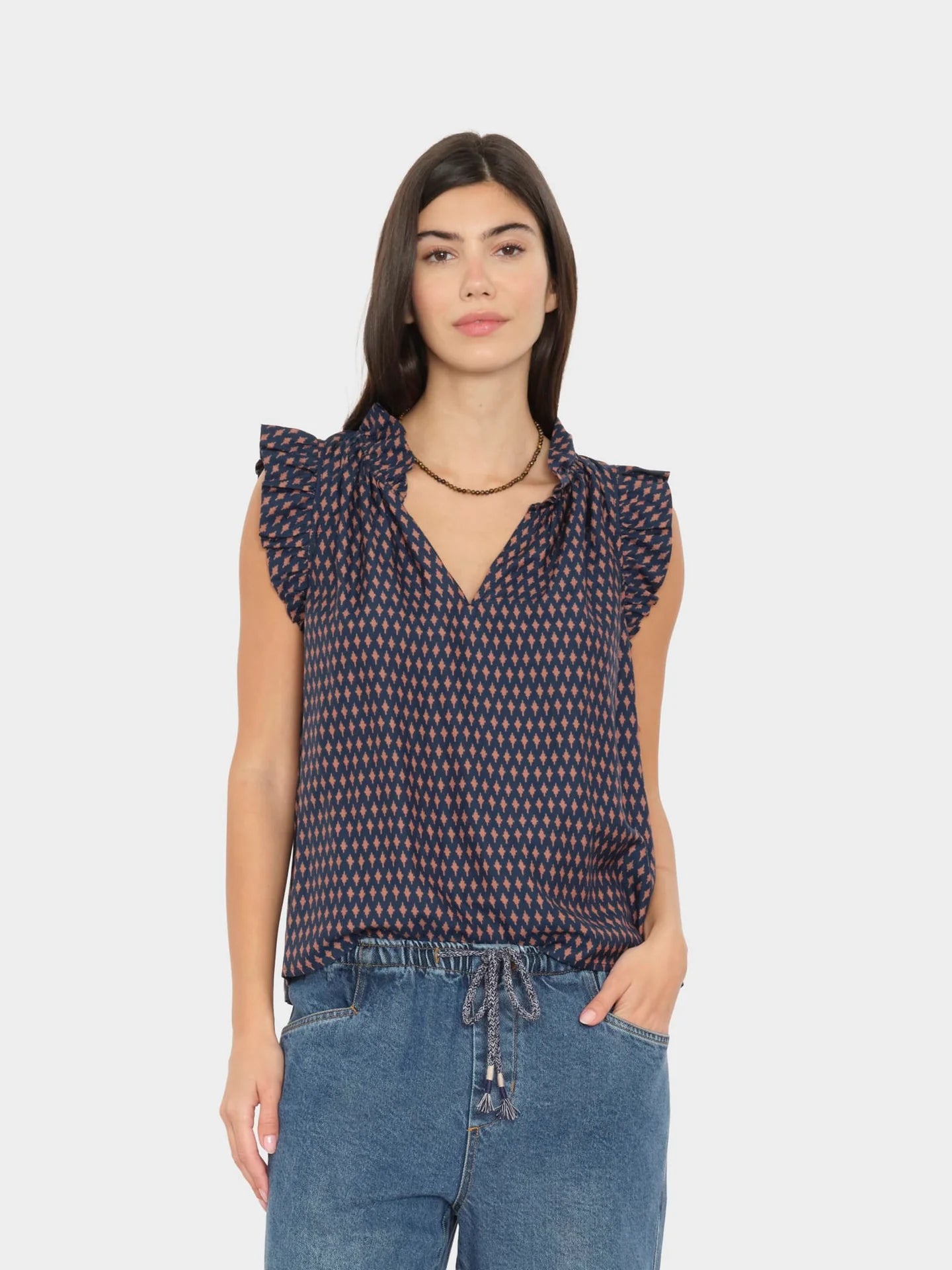 Bex Top - Navy Diamond