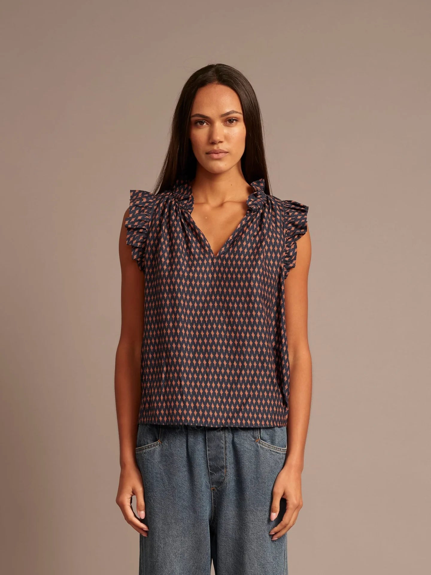 Bex Top - Navy Diamond