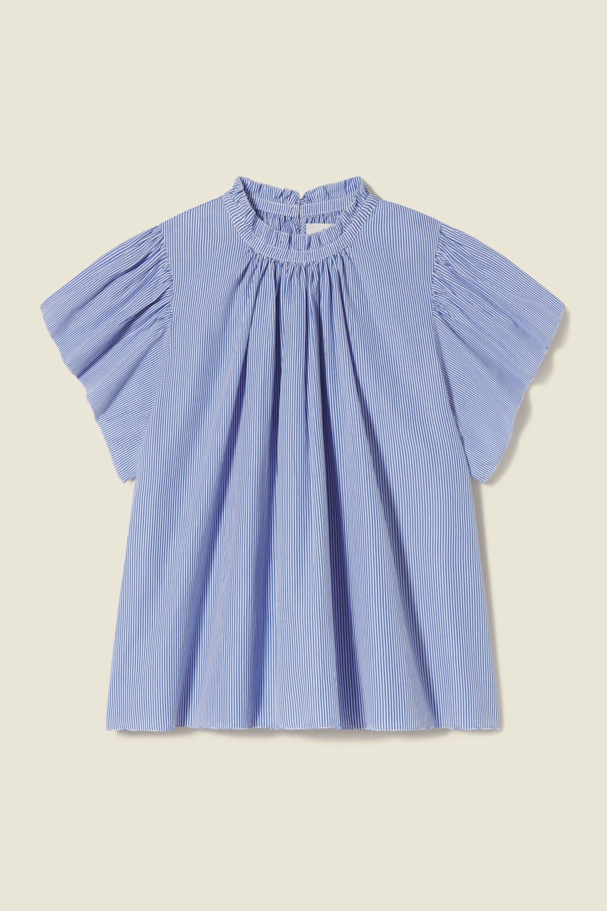 Carla Highneck Shirt - Blue/White Stripe